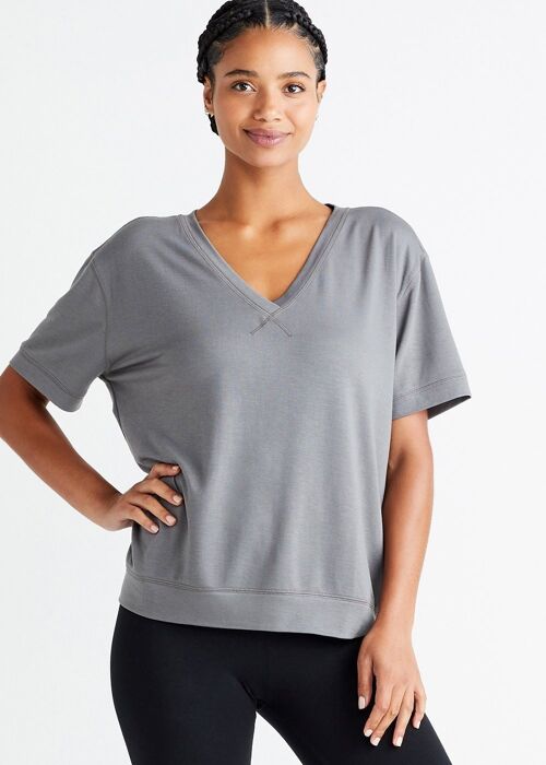 Baby French Terry V-neck Drop Shoulder Tee