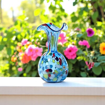 Vase en verre de Murano, soufflé et travaillé à la main, ligne "I Colori di Murano" h. cm. 17 - Fabriqué à Murano. Code 46