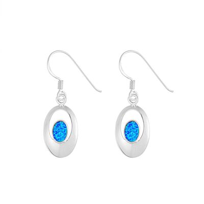 Hermosos aretes ovalados de ópalo azul