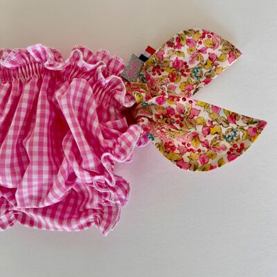 Maillot de bain vichy rose et liberty Béatrix Potter