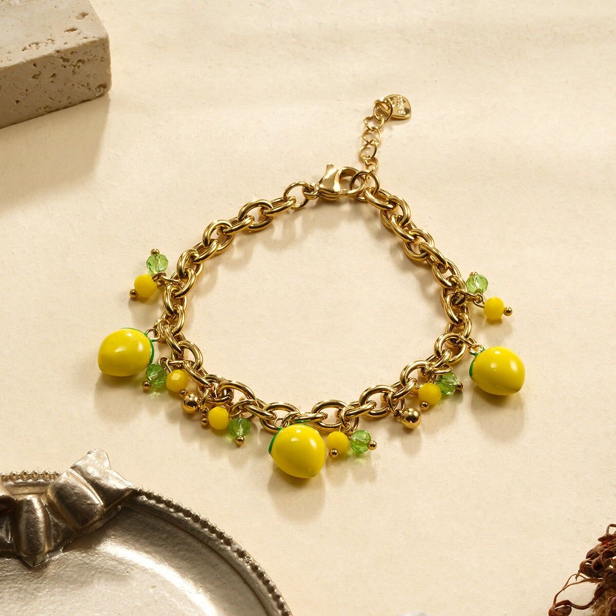 Bracciale a catena in oro con 5 limoni