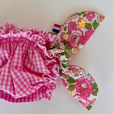 Maillot de bain vichy rose et liberty Betsy rose et vert