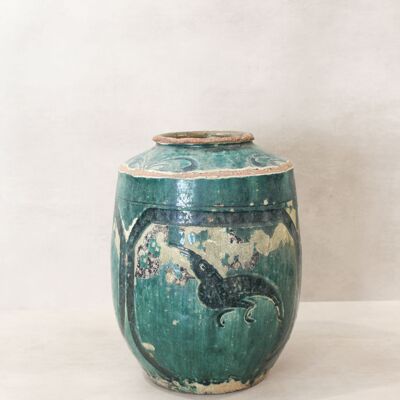 Grand pot vintage vert émeraude - n° 1
