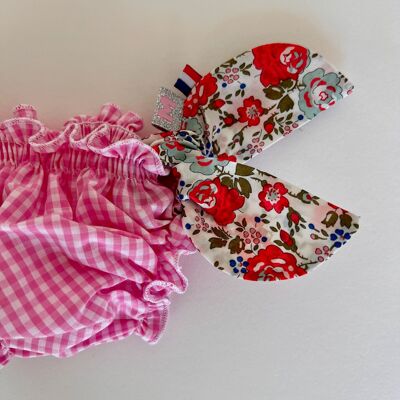 Costume da bagno Felicite in vichy rosa ciliegia e motivo Liberty
