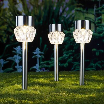 Illuminazione solare da percorso HI LED 3 pezzi di cristallo