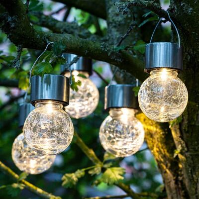HI Solar pendants LED 5 pcs crackle glass