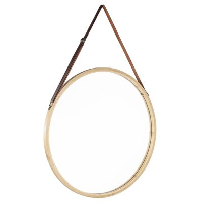 Miroir HI avec cadre en bambou suspendu