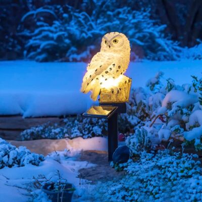 Lampe de jardin HI hibou LED solaire blanche