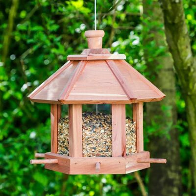 Mangeoire à oiseaux suspendue marron HI