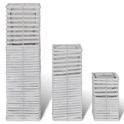 Candelabro tejido a mano 3 piezas blanco