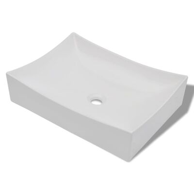 Lavabo de cerámica, en forma de cuenco, de alto brillo (blanco)