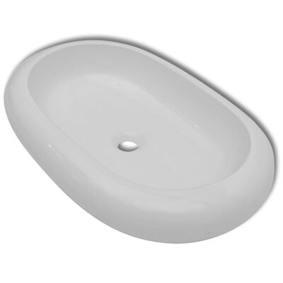 Lavabo di lusso in ceramica ovale 63 x 42 cm (bianco)