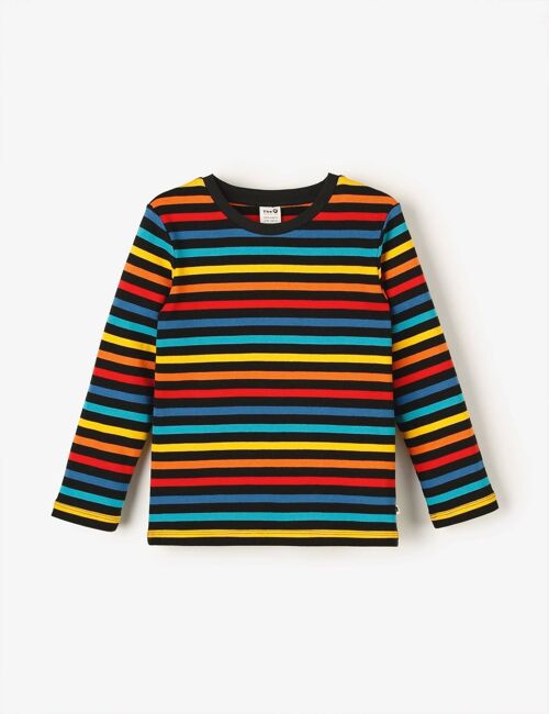 Organic LS Cosy Rib Tee - Black Multistripe