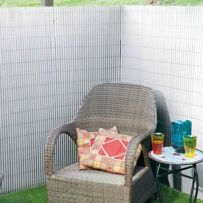 Biombo Nature Garden doble cara 1,5x3 m PVC blanco
