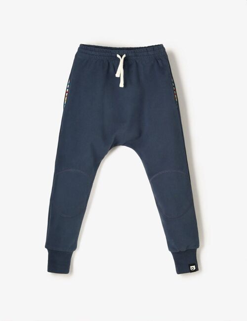 Organic Knee Patch Terry Joggers - Navy