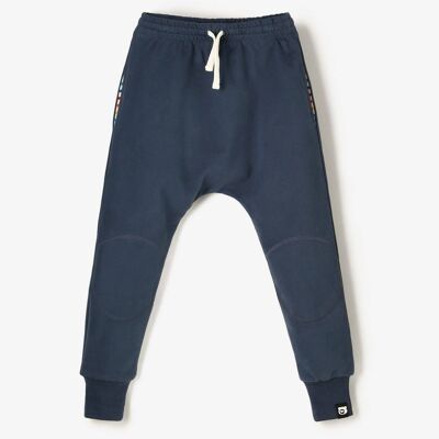 Joggers in spugna organica con toppe al ginocchio - blu scuro