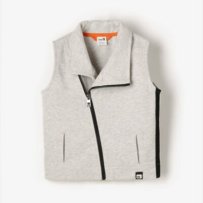 Gilet organico con zip - Grigio mélange