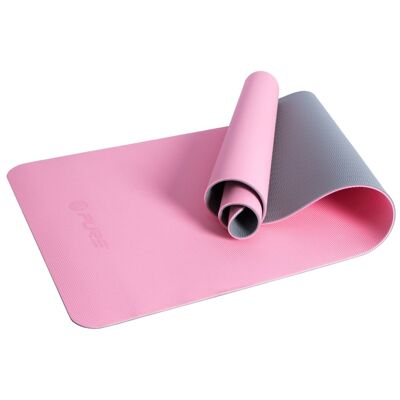 Tappetino yoga Pure2Improve 173x58x0,6 cm rosa e grigio