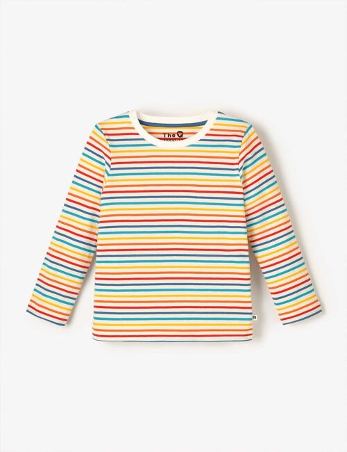 Organic LS Tee - White Multistripe