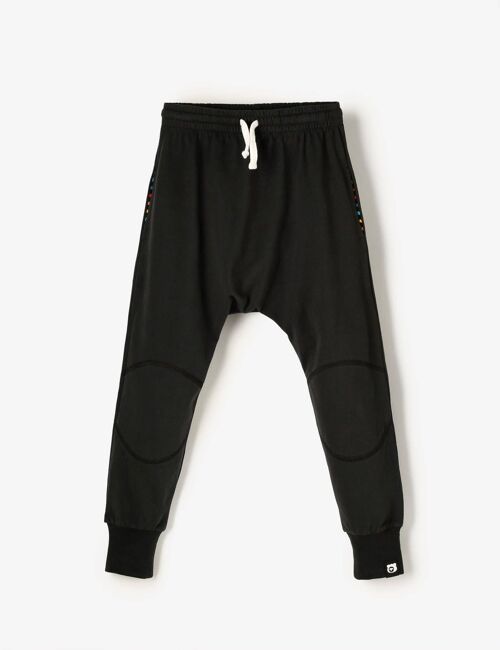 Organic Knee Patch Jersey Joggers - Black Ink