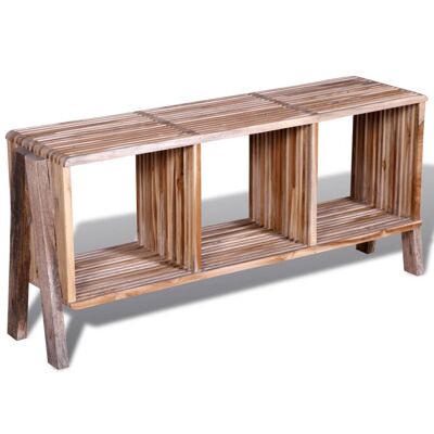 Mueble de TV con 3 compartimentos, teca reciclada, apilable