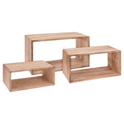 Home&Styling 3-delige Schappenset paulowniahout