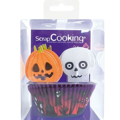 24 caissettes + 24 cake toppers "Halloween"