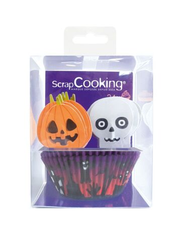 24 caissettes + 24 cake toppers "Halloween" 1
