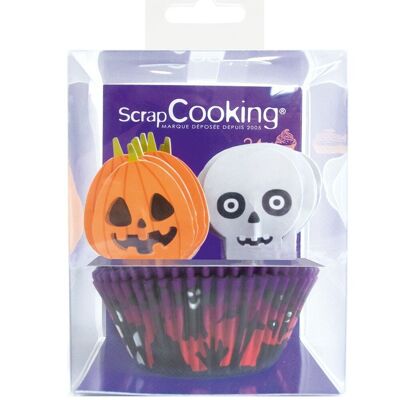 24 caissettes + 24 cake toppers "Halloween"