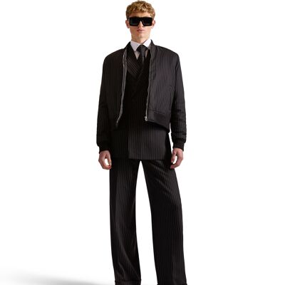 Helen Anthony Pinstripe Short Bomber Jacket