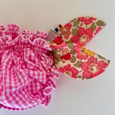 Costume da bagno Betsy in tessuto a quadretti rosa vaniglia e motivo Liberty