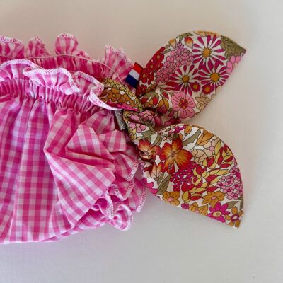 Costume da bagno Margaret Annie in vichy rosa e motivo Liberty