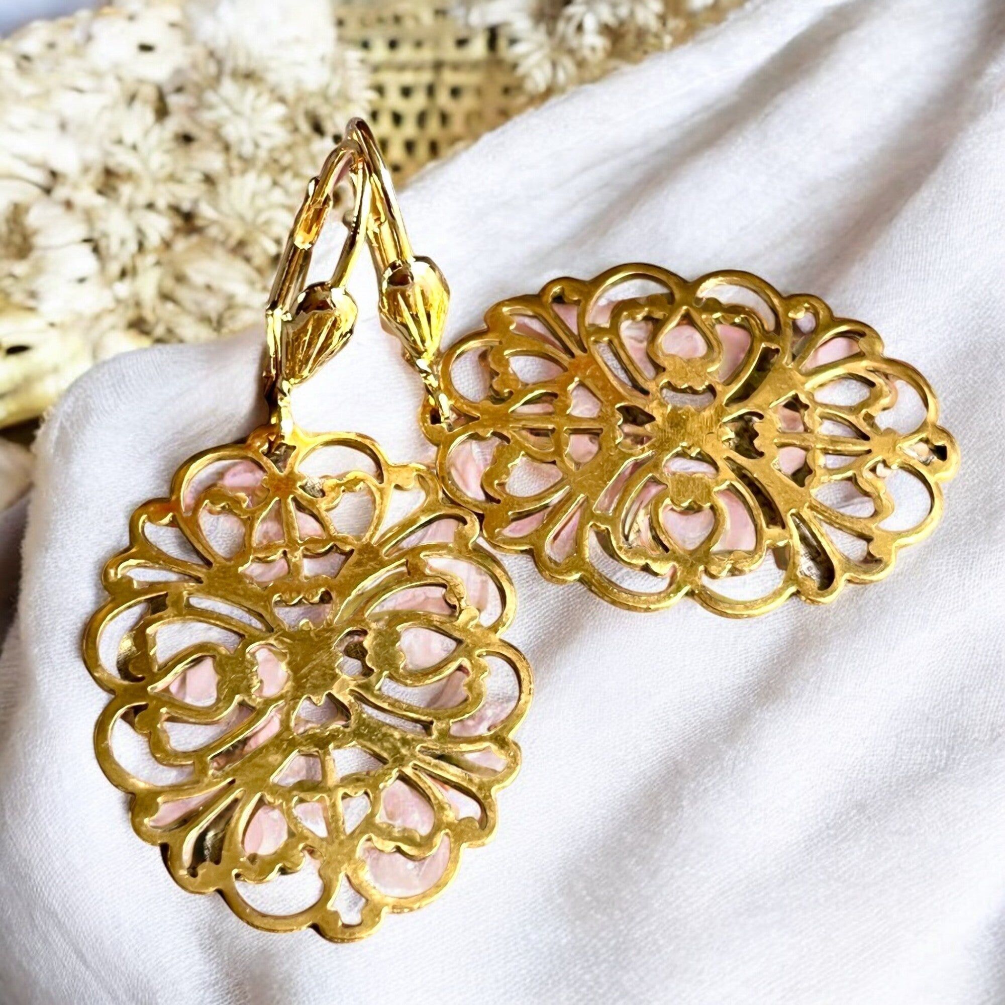 Orecchini "PATRICIA", ottone placcato oro fino