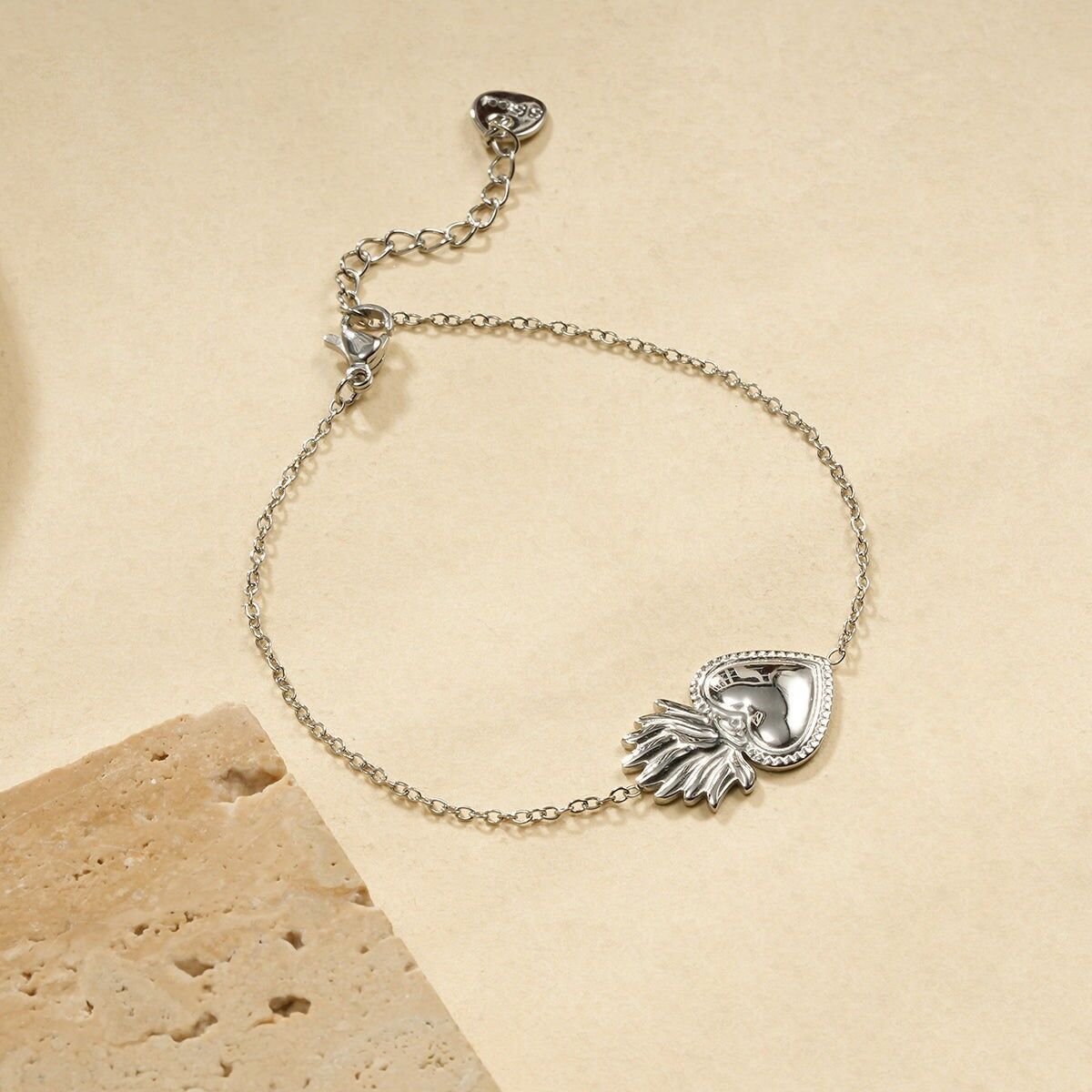 Bracciale a catena in argento con cuore ex voto