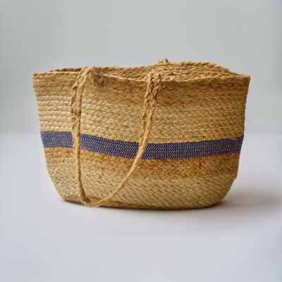 Straw Blue Striped Shoulder Bag