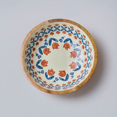 Retro Floral Wooden Bowl
