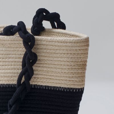 Borsa a tracolla a righe con manici intrecciati
