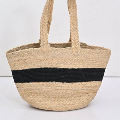 Sac à bandoulière en paille rayée