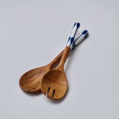 Set di cucchiaio e forchetta in legno Sokka Jardin Stripes