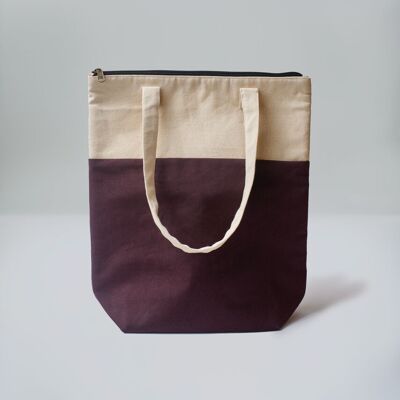 Borsa tote color champagne e viola