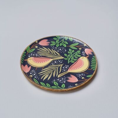 Piatto da portata tropicale Twilight Bird con smalto