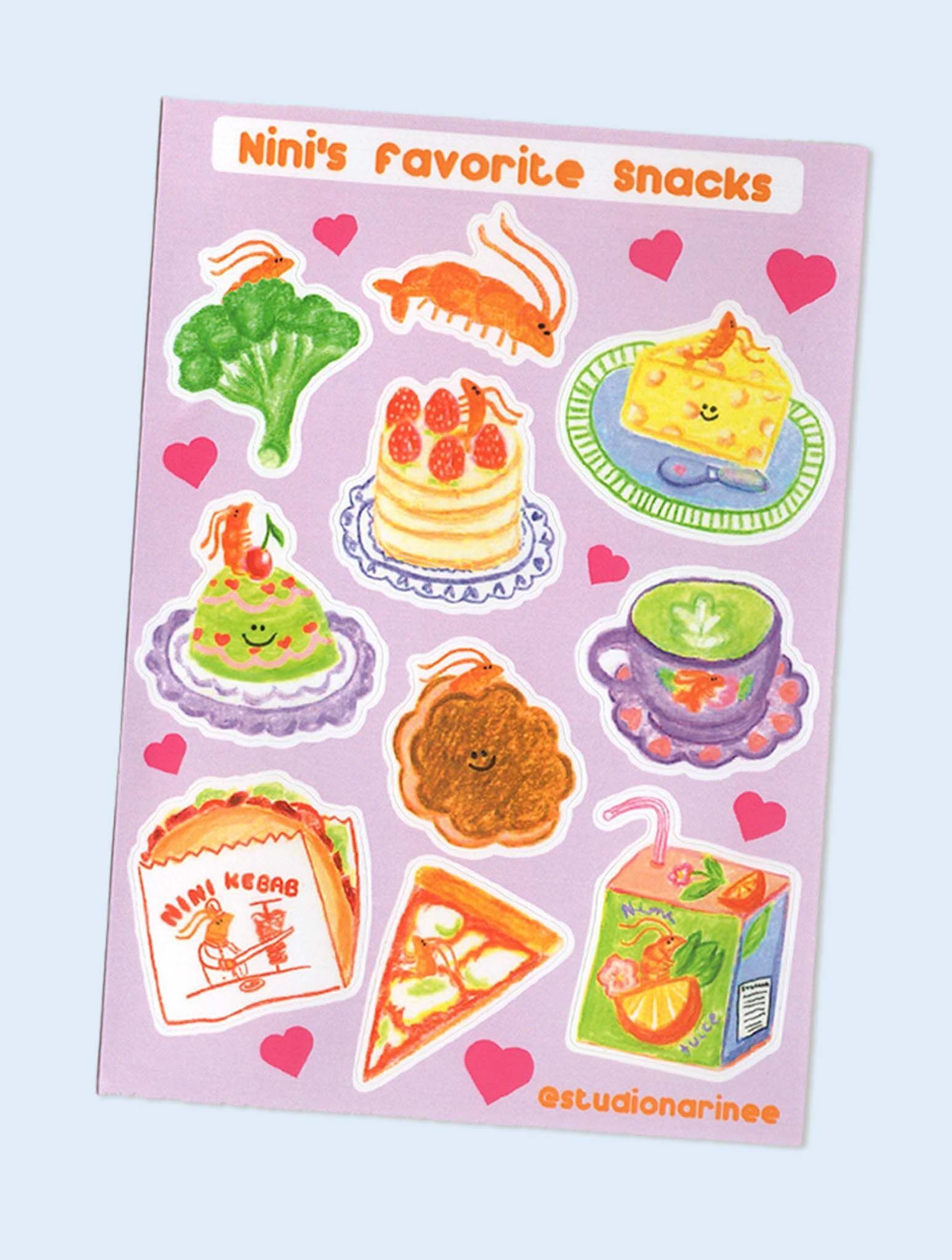 Favorite Snacks - Planche de stickers A6
