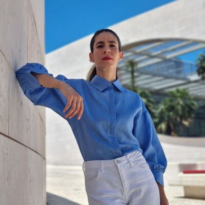 la camicia Salt in lino azzurro cielo