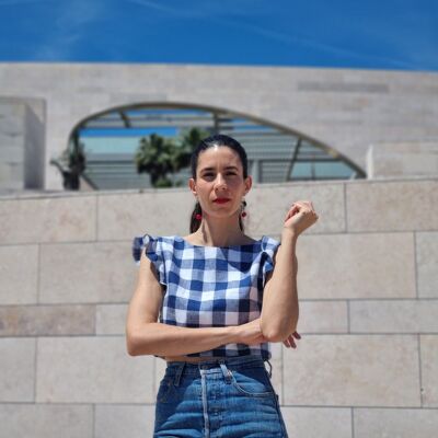 El top corto Split de cuadros vichy