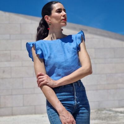 El top corto Split en azul cielo