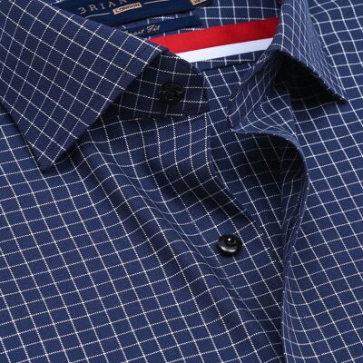 Camisa de algodón a cuadros azul marino Smart Fit