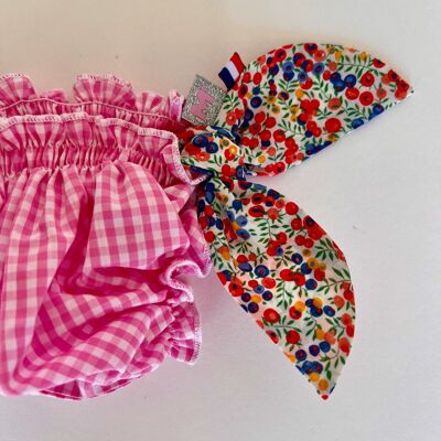 Traje de baño de cuadros vichy rosa granadina y Liberty de Wiltshire