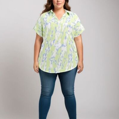 Blouse grande taille imprimé vert (C6561&VERT)