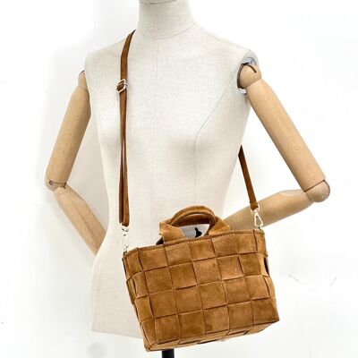 Borsa a tracolla in pelle scamosciata intrecciata FW25