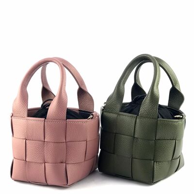 Sac à bandoulière en cuir de veau tissé à la main avec poignée en boîte FW25